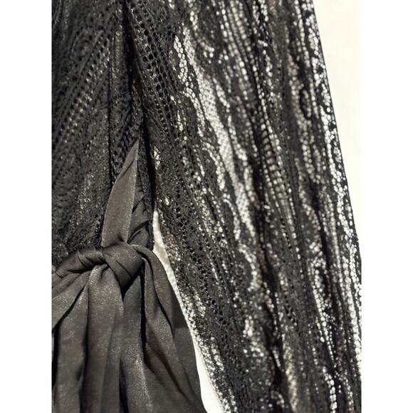 Express XS Lace Long Sleeve Tie Waist Mini Dress Black Whimsigoth‎ Witchy Fairy - Picture 3 of 10